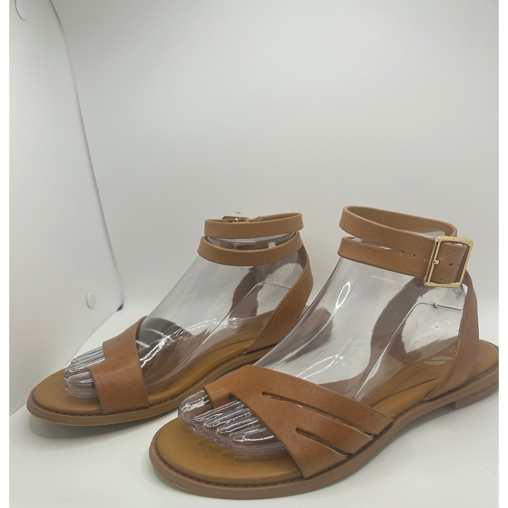 Sarto by Franco Sarto Greene Tan Leather Ankle Strap Flat Sandals Womens 7.5 M - Picture 4 of 10